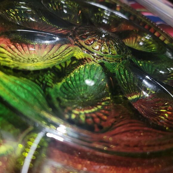 Indiana Green Glass Deviled Egg & Relish Dish‎ Serving Platter 13" Entertaining - Picture 5 of 11